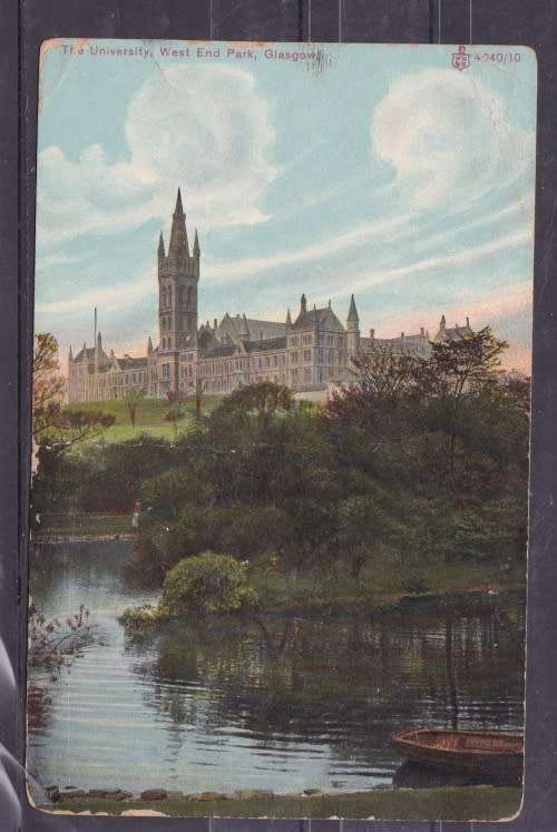 SCOTLAND ++ POST CARD ++ "UNIVERSITY - WEST END PARK - GLASGOW" ++ FU TO CT ++ SEE BELOW