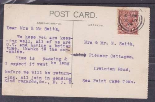 GB ++ POST CARD ++ 1924 ++ "WINDSOR CASTLE"  ++ FU TO SEA POINT" ++ SEE SCAN BELOW