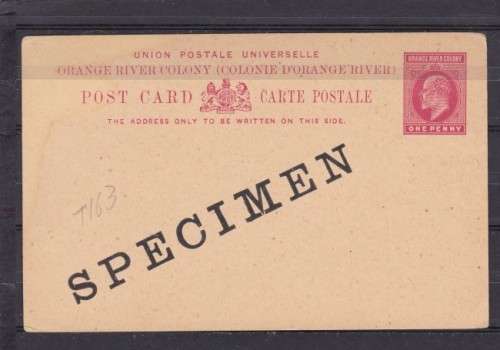 ORC, POST CARD -`SPECIMAN` OVPT, KE VII 1d RED, MINT, SEE BELOW
