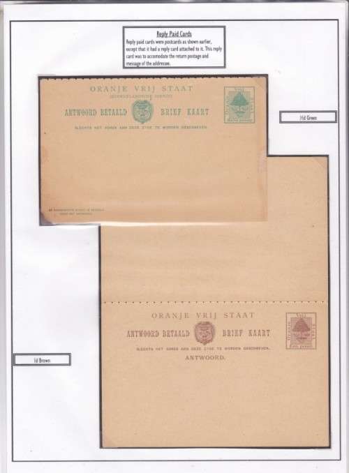 ORC, `REPLY PAID CARD`, x 2, 1 x 1/2d AND 1d - BOTH MINT AND COMPLETE, SEE SCAN BELOW