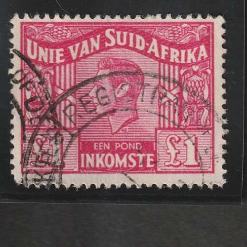 U of SA, 1948, REVENUE, £1, RED, USED, BT 77