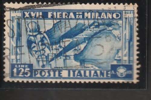 ITALY, 1936,17th  MILAN FAIR, 1L25, BLUE, USED SG 476