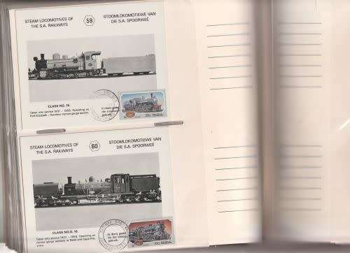 RSA, 1983, POSTCARDS, STEAM LOCOMOTIVES OF SAR - STAMPED and CANCELLED, No: 1 - 60,(R2.50 EACH)