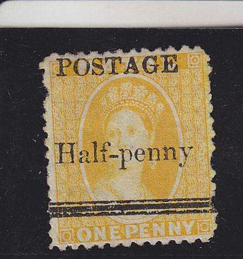 1877-79 ++ SHURCHARGE 1/2d ON 1d YELLOW ++ MH ++ SACC 90 (SEE SCANS BELOW)