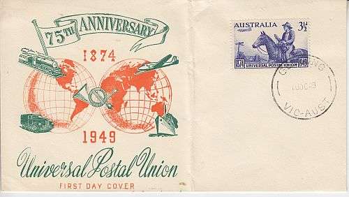 1949 ++ FDC ++ UPU WITH 3 1/2d  PMK 10 OC 49