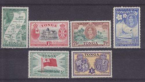 TONGA ++ 1950 ++ "50th ANIV FRIENDSHIP WITH GB" ++ SET OF 6 ++ MH ++ C/V ÃÂÃÂ£9 ++ SG 95-100