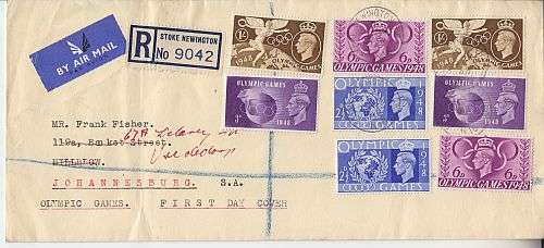 PRIV FDC ++ 1948 ++ KG VI ++ "OLYMPIC GAMES" WITH 2 x SETS (SEE SCAN BELOW)
