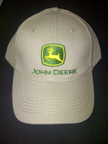 JOHN DEERE LIGHT BROWN GREEN LOGO CAP