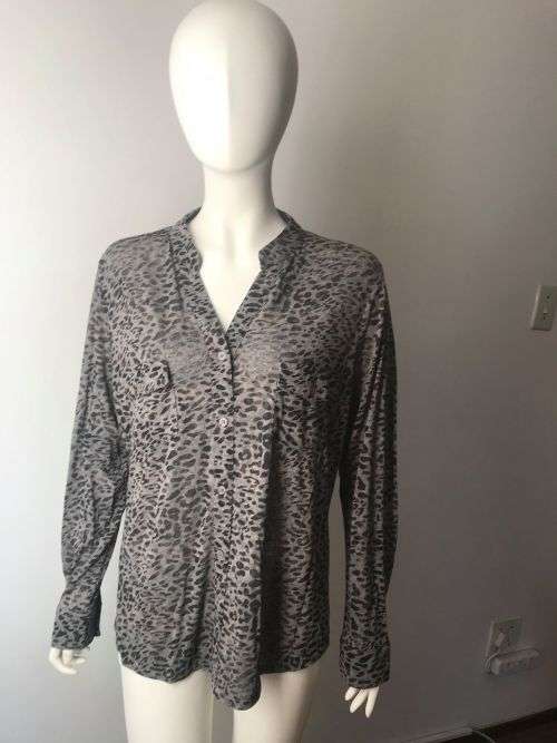 Cheetah sheer long sleeve top SIZE LARGE