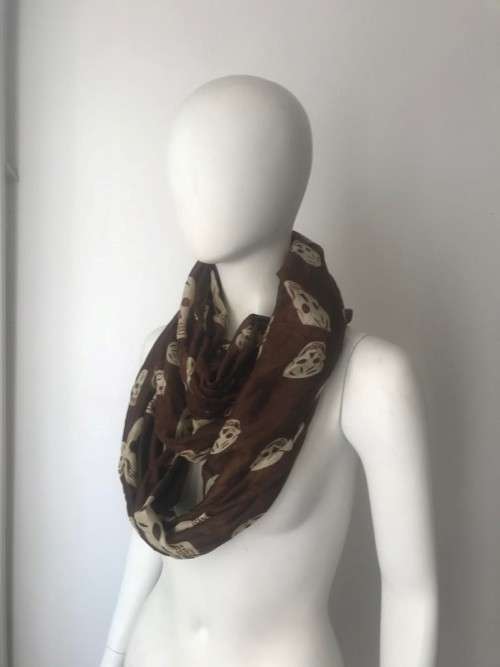 Brown skull infinity scarf