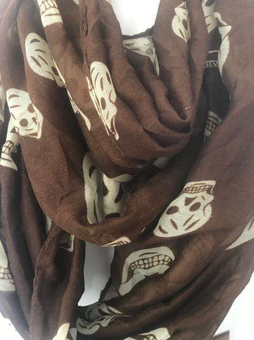 Brown skull infinity scarf