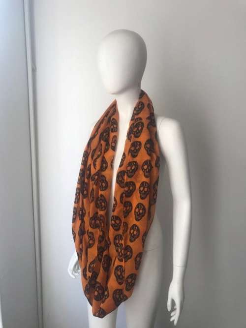 Orange skull infinity scarf
