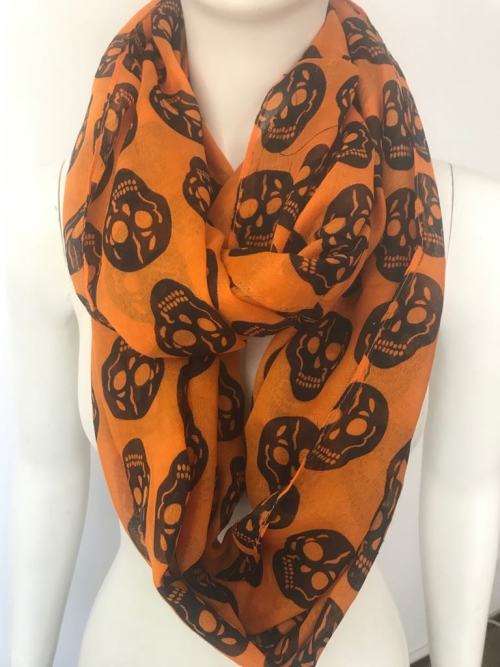 Orange skull infinity scarf