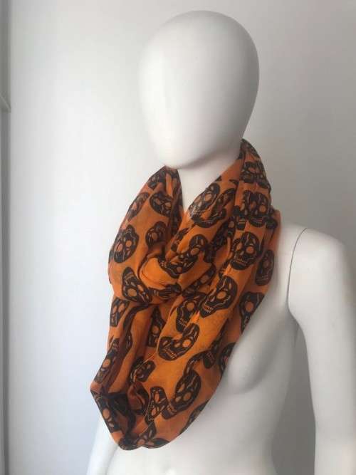 Orange skull infinity scarf