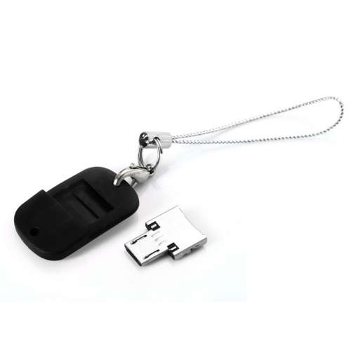 Micro USB to USB 2.0 OTG Adapter. With keychain. Black