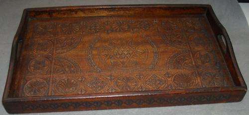 LOVELY CARVED, WOODEN TRAY (JEWISH?)