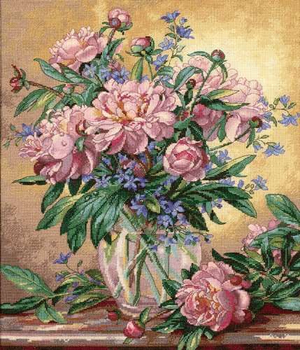 Dimensions cross stitch kit- Peonies and Canterbery Bells