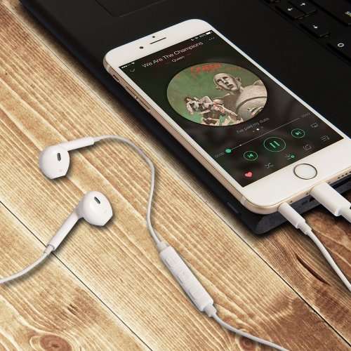 Earphones with Lightning Connector AND Volume Control (White) Earbuds Earpods Headphones for iPhone