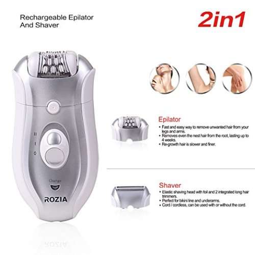 Rozia 2-in-1 Shaver and Epilator Dual Speed, Rechargeable and Compact