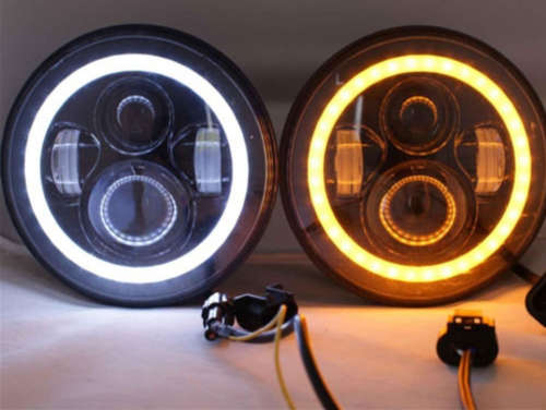 2x 7" CREE LED Headlight Angel Eye Amber Halo DRL For Jeep Wrangler JK TJ 97-17