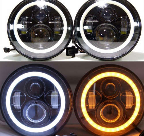 2x 7" CREE LED Headlight Angel Eye Amber Halo DRL For Jeep Wrangler JK TJ 97-17