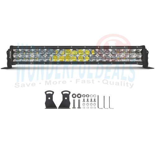 22 Inch Curved LED Light Bar 5D Lens Spot Flood Combo Beam 120W 12000lm Off-Road Light Bar