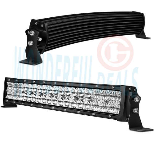 22 Inch Curved LED Light Bar 5D Lens Spot Flood Combo Beam 120W 12000lm Off-Road Light Bar