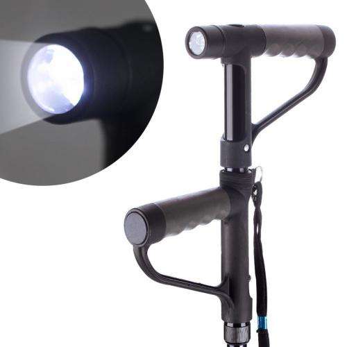 5 Height Adjustments Second Handle Convenient Walking Stick With LED Lights