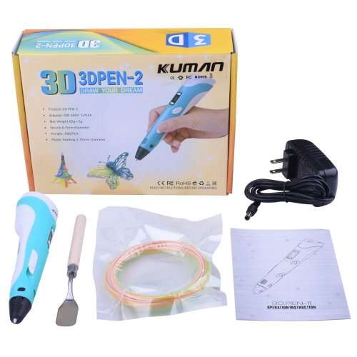 3D Printing Drawing Pen + 3x ABS Filament + EU Plug Power Adapter Kit