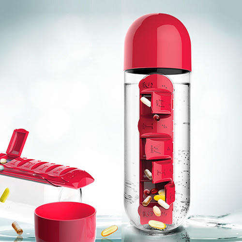 Pill & Vitamin Organiser Water Bottle