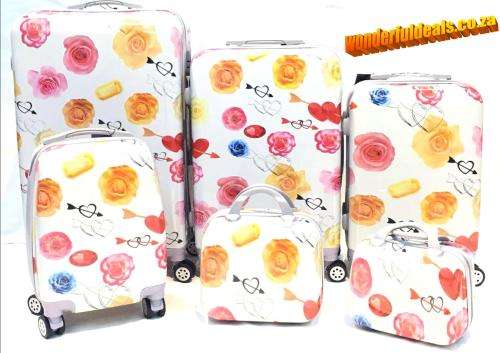 Colourful Set of 6 Suitcases Travel Trolley Luggage,ABS with Universal Wheels¿2 piece Cosmetic bag