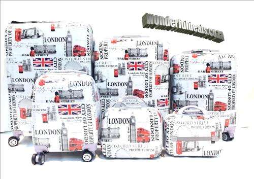 Colourful Set of 6 Suitcases Travel Trolley Luggage,ABS with Universal Wheels¿2 piece Cosmetic bag