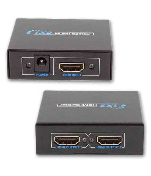 HDMI Splitter 2 In 1 out with Power Adapter- Powered HDMI Splitter for Full HD 1080P Support 3D