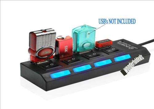 4 PORT USB HUB WITH SWITCHES