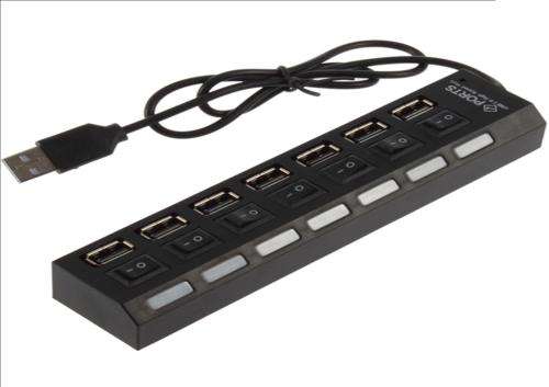 7 PORT USB HUB WITH SWITCHES