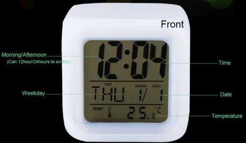 GLOWING LED COLOUR CHANGE ALARM CLOCK
