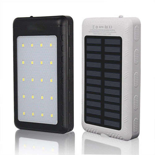 External 20LED 20000mAh 2USB Solar Power Bank Portable Battery Charger & Compass