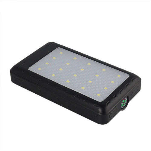 External 20LED 20000mAh 2USB Solar Power Bank Portable Battery Charger & Compass