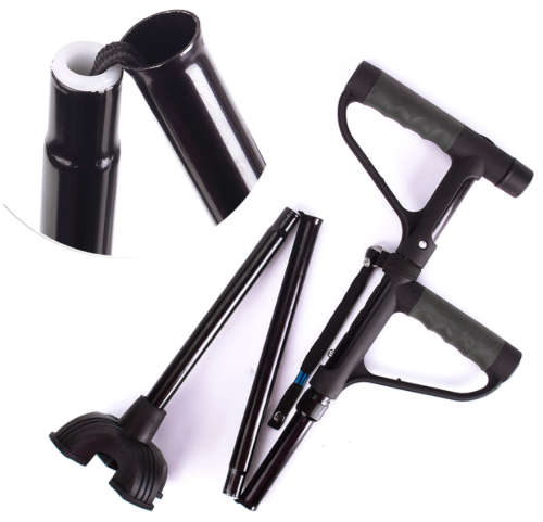 5 Height Adjustments Second Handle Convenient Walking Stick With LED Lights