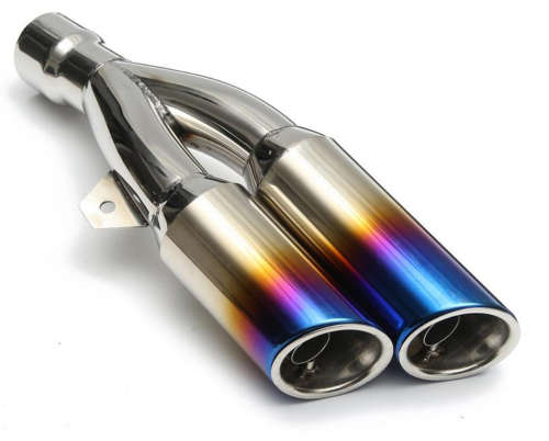 Universal 38-51 mm Dual-outlet Exhaust Muffler Pipe