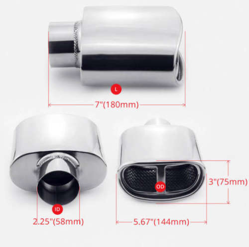 Universal Car Rolled Oval Split Exhaust Muffer Tip