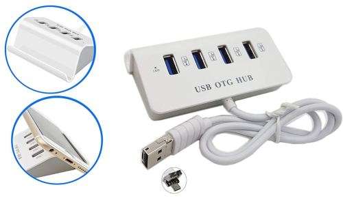 4-Port USB OTG Hub,2 in 1 Micro USB & USB Adapter Splitter Hub For Smart Phones and Tablets