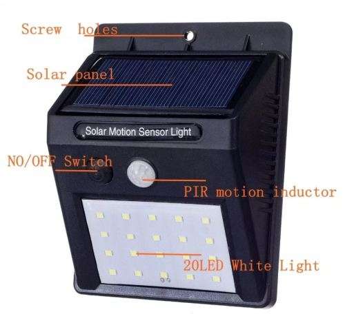 20 LED Solar Power PIR Motion Sensor