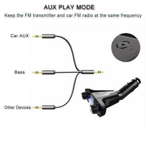 Wireless Handsfree FM Transmitter Bluetooth Car Charger AUX Audio MP3 Player Kit