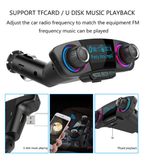 Wireless Handsfree FM Transmitter Bluetooth Car Charger AUX Audio MP3 Player Kit