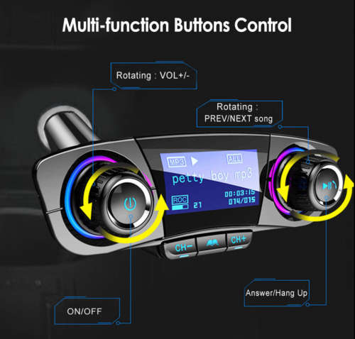 Wireless Handsfree FM Transmitter Bluetooth Car Charger AUX Audio MP3 Player Kit