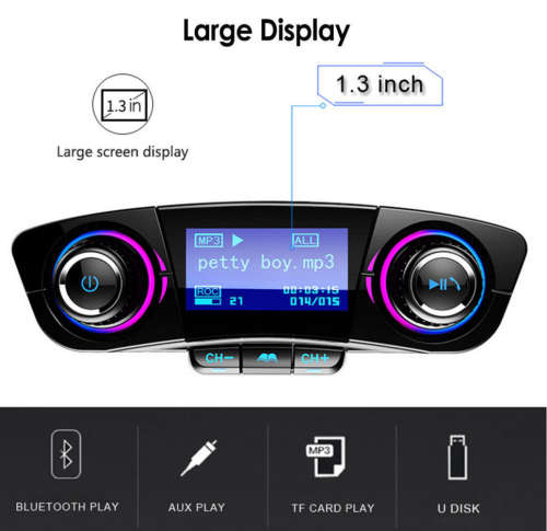 Wireless Handsfree FM Transmitter Bluetooth Car Charger AUX Audio MP3 Player Kit