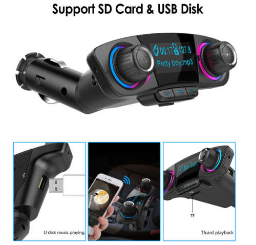 Wireless Handsfree FM Transmitter Bluetooth Car Charger AUX Audio MP3 Player Kit