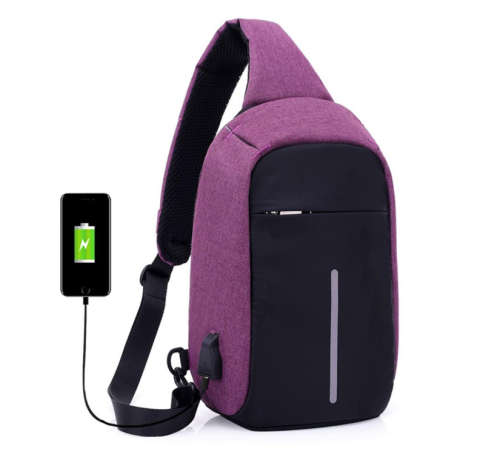 New Design Waterproof Men's Anti Theft Sling Chest Bag With USB Charging Port