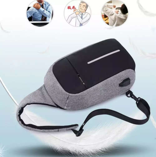 New Design Waterproof Men's Anti Theft Sling Chest Bag With USB Charging Port